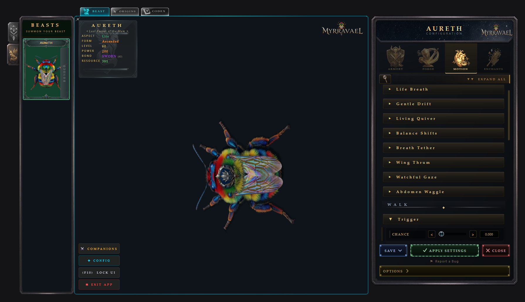 AURETH in Myrravael — config and hero select